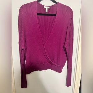 Magenta wrapped cropped sweater